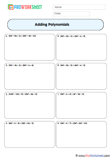 adding and subtracting polynomials worksheet