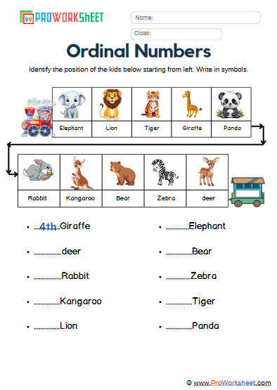 Ordinal Numbers Worksheet Grade 3